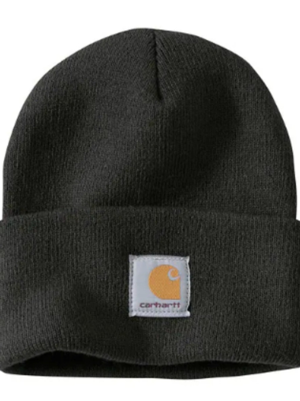 Carhartt Black Cuffed Beanie with Gold Logo Patch